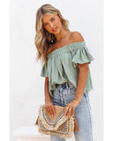 Azura Exchange Textured Ruched Ruffle Blouse - M