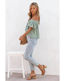 Azura Exchange Textured Ruched Ruffle Blouse - M