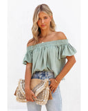 Azura Exchange Textured Ruched Ruffle Blouse - M