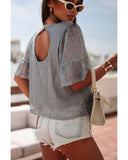 Azura Exchange Sequin Ruffled Sleeves Blouse - L