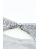 Azura Exchange Sequin Ruffled Sleeves Blouse - L