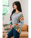 Azura Exchange Leopard Bubble Sleeves Knit Top - M