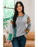 Azura Exchange Leopard Bubble Sleeves Knit Top - M