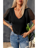 Azura Exchange Ruffle Sleeve Ribbed Top - XL