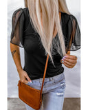 Azura Exchange Ruffle Sleeve Ribbed Top - XL