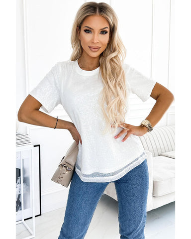 Azura Exchange Sequin Short Sleeve T-Shirt - XL