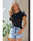 Azura Exchange Tiered Ruffled Short Sleeve T Shirt - S