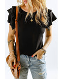 Azura Exchange Tiered Ruffled Short Sleeve T Shirt - S