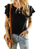 Azura Exchange Tiered Ruffled Short Sleeve T Shirt - S