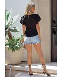 Azura Exchange Tiered Ruffled Short Sleeve T Shirt - S