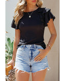 Azura Exchange Tiered Ruffled Short Sleeve T Shirt - S