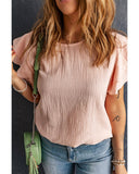 Azura Exchange Tiered Ruffled Short Sleeve Blouse - L