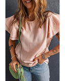 Azura Exchange Tiered Ruffled Short Sleeve Blouse - L