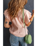 Azura Exchange Tiered Ruffled Short Sleeve Blouse - L