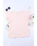 Azura Exchange Tiered Ruffled Short Sleeve Blouse - L