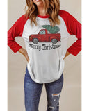 Azura Exchange Christmas Truck Graphic Print Color Block Top - L