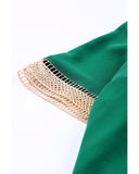 Azura Exchange Lace Trim V Neck Short Sleeve Blouse - XL