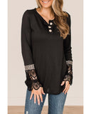 Azura Exchange Leopard Splicing Buttoned Knit Top - M