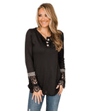 Azura Exchange Leopard Splicing Buttoned Knit Top - M