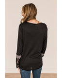 Azura Exchange Leopard Splicing Buttoned Knit Top - M