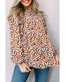 Azura Exchange Abstract Print Bubble Sleeves Loose Blouse - XL
