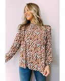 Azura Exchange Abstract Print Bubble Sleeves Loose Blouse - XL