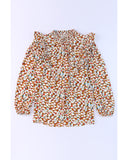 Azura Exchange Abstract Print Bubble Sleeves Loose Blouse - XL