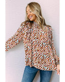 Azura Exchange Abstract Print Bubble Sleeves Loose Blouse - XL