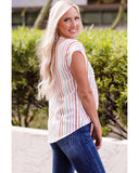 Azura Exchange Striped Tiered Cap Sleeve Blouse - M
