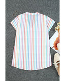 Azura Exchange Striped Tiered Cap Sleeve Blouse - M