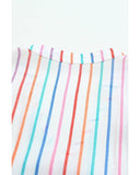 Azura Exchange Striped Tiered Cap Sleeve Blouse - M