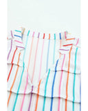 Azura Exchange Striped Tiered Cap Sleeve Blouse - M