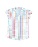 Azura Exchange Striped Tiered Cap Sleeve Blouse - M