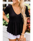 Azura Exchange Waffle Knit Peplum Top - M