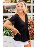 Azura Exchange Waffle Knit Peplum Top - M