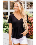 Azura Exchange Waffle Knit Peplum Top - M