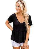 Azura Exchange Waffle Knit Peplum Top - M