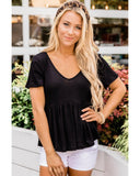 Azura Exchange Waffle Knit Peplum Top - M