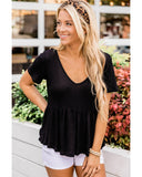 Azura Exchange Waffle Knit Peplum Top - M