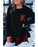 Azura Exchange Sequin Ruffle Hem Top - S