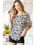 Azura Exchange Leopard Print Ruffle Trim Blouse - S