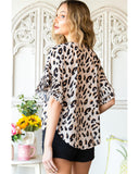 Azura Exchange Leopard Print Ruffle Trim Blouse - S