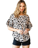 Azura Exchange Leopard Print Ruffle Trim Blouse - S
