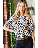Azura Exchange Leopard Print Ruffle Trim Blouse - S