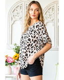 Azura Exchange Leopard Print Ruffle Trim Blouse - S