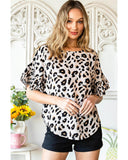 Azura Exchange Leopard Print Ruffle Trim Blouse - S