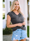 Azura Exchange Lace Splicing Short Sleeve Tee - S