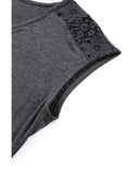 Azura Exchange Lace Splicing Short Sleeve Tee - S