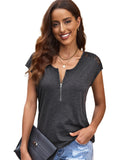 Azura Exchange Lace Splicing Short Sleeve Tee - S