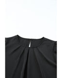 Azura Exchange Pleated Keyhole Short Sleeve T-Shirt - M